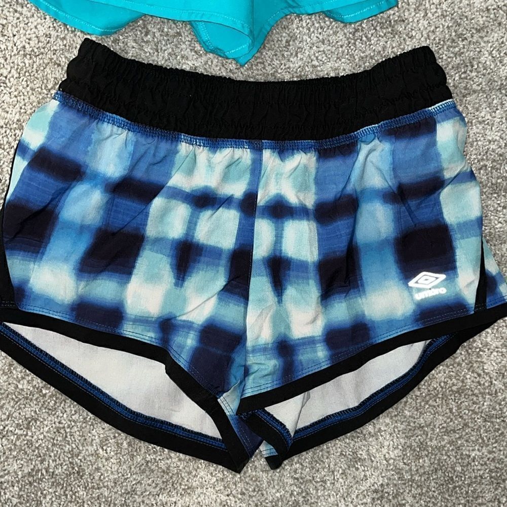 athletic running work out lined women’s shorts M Blue patchwork style